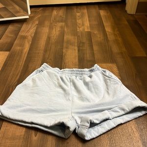 Baby blue sweatpant shorts